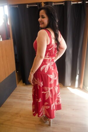 Conjunto de Croped e Saia estampado