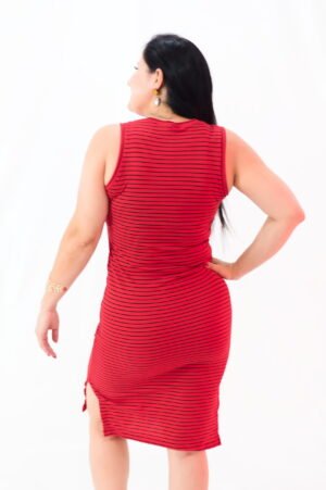 Vestido Regata Canelado com Fenda