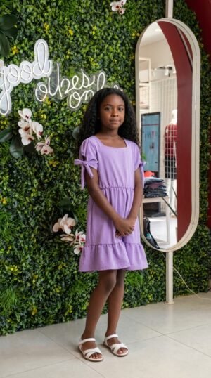 VESTIDO D/ MANGA C/LAÇO INFANTIL