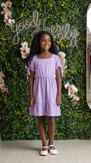 VESTIDO D/ MANGA C/LAÇO INFANTIL